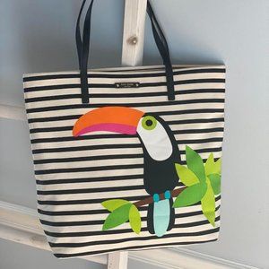 Toucan Canvas Tote Bag | Black/White Stripe